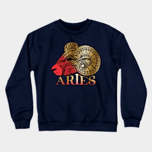 Aries ram astrology zodiac birth sign sun sign faux gold Crewneck Sweatshirt